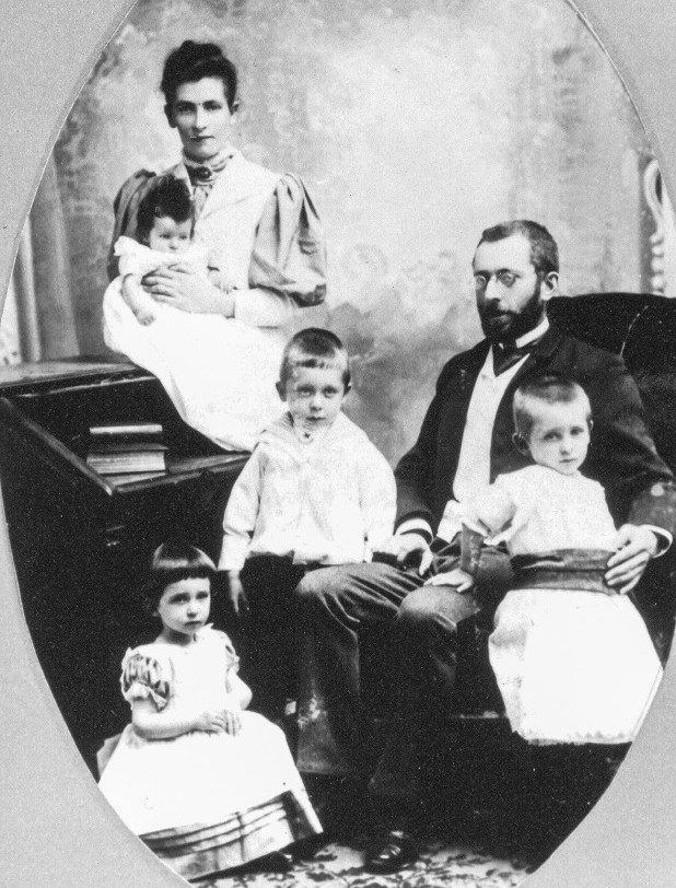 LeDain Family 1894 - The mother, Harriet, father Thomas with three of their children including the baby, Olive, the first to born in Canada.